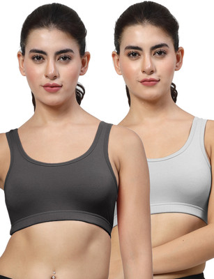 LILY StropsYttak Double Layered Women Sports Non Padded Bra(Black, Grey)