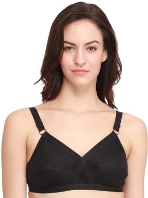 DILSOZ women cotton bra Women Full Coverage Non Padded Bra(Black)