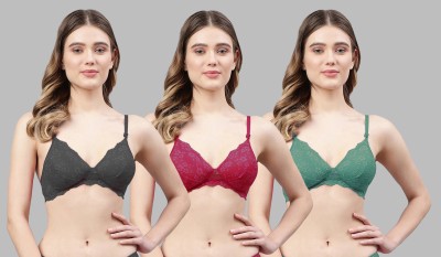 aamarsh B-Padma Bra Women Minimizer Lightly Padded Bra(Black, Maroon, Green)