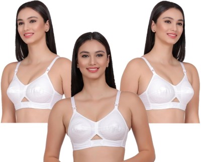 DILSOZ women cotton bra combo pack of 3 b cup bra Women Push-up Non Padded Bra(White)