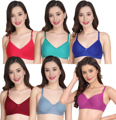 Liigne Women Everyday Padded Bra (Pack Of 6) for T-Shirt Saree Dress Sports Garment Women Full Coverage Lightly Padded Bra(Multicolor)
