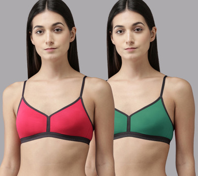 Cup's-In Veni Bra Women Everyday Non Padded Bra(Red, Green)