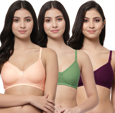Docare NovaPad Women Everyday Lightly Padded Bra(Orange, Green, Purple)