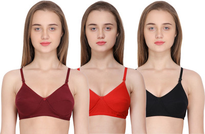 ShopGlobal Women Full Coverage Heavily Padded Bra(Red, Maroon, Black)
