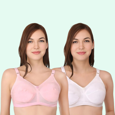 Doll Care Women Bra Ladies Bra Women Full Coverage Non Padded Bra(Pink, White)