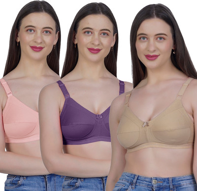 Shyam Sons FLAIR G603 Women Minimizer Non Padded Bra(Orange, Purple, Brown)