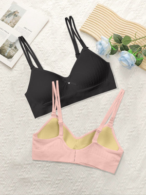 NAGARVEL CREATION 2/309-BLK/PNK-P02-32 Women Push-up Lightly Padded Bra(Multicolor)