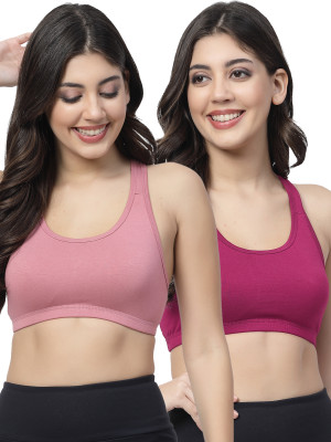Docare JerrySports Double Layered Women Sports Non Padded Bra(Purple, Pink)