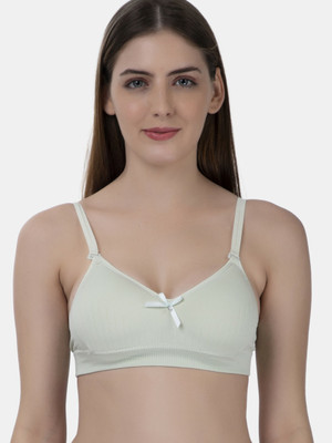 Piftif Padded Seamless soft fabric Women Push-up Lightly Padded Bra(Green)