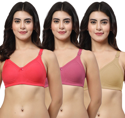 LILY iranos Women Everyday Non Padded Bra(Red, Purple, Beige)