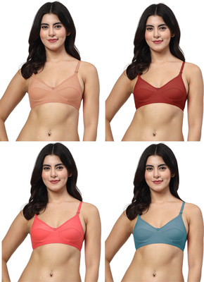 LILY anpas Women Everyday Non Padded Bra(Brown, Maroon, Blue, Red)