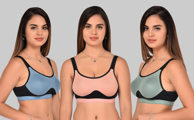 Yana Women Sports Non Padded Bra(Light Blue, Light Green, Pink)