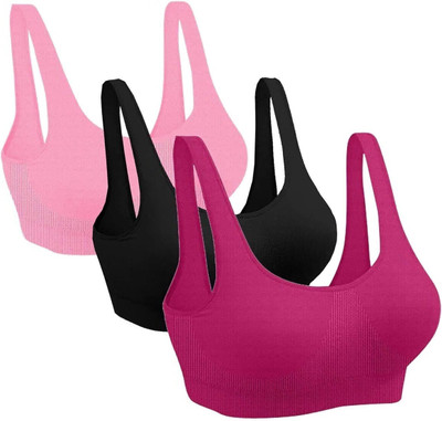 NUDORA FREE SIZE Women Sports Non Padded Bra(Multicolor)