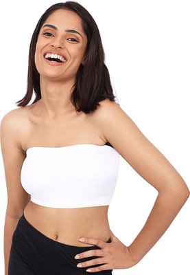 Dchica Strapless Bra for Girls Non-Wired Gym Workout Women Bandeau/Tube Non Padded Bra(White)