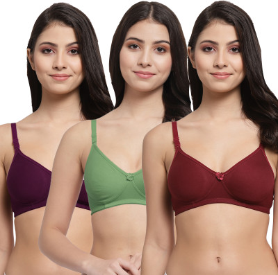 Docare Women T-Shirt Lightly Padded Bra(Maroon, Green, Purple)