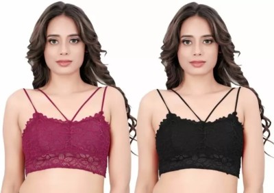 banreet beauty Beautiful women padded short bralette(527) Women Bralette Lightly Padded Bra(Black, Maroon)