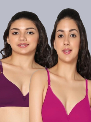 Eden EDEN02MAGENTAWINE Women Everyday Non Padded Bra(Pink, Purple)