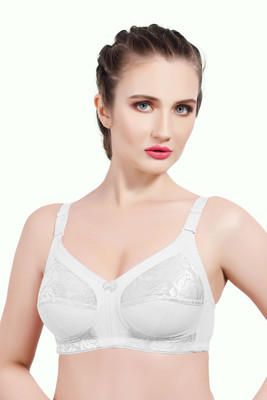INTIHUG Women's Wireless Seamless Bra Ultra-Soft Push Up Full Coverage Bra Women Everyday Non Padded Bra(White)