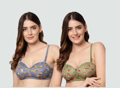 CALCADOS Women Push-up Lightly Padded Bra(Grey, Green)