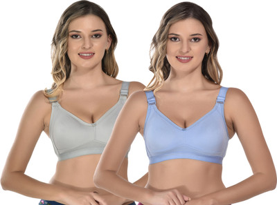 Viral Girl NA Women Everyday Non Padded Bra(Grey, Light Blue)