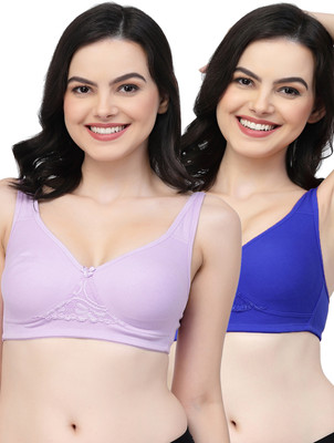 COLLEGE GIRL CG1214 Double Layered Women T-Shirt Non Padded Bra(Purple, Dark Blue)