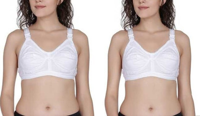 Fashiol Women's Full Coverage 4 Hook Non Padded Everyday Bra Women Full Coverage Non Padded Bra(White)