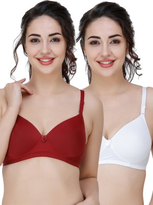 COLLEGE GIRL Hellopad ComboPO2 Women Everyday Lightly Padded Bra(Maroon, White)