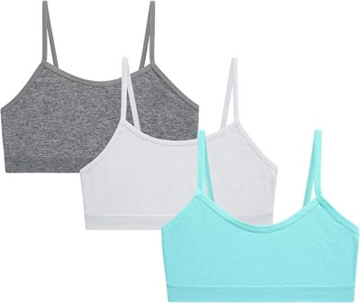 BARVALIYA Women Everyday Non Padded fully stretchable material Bra Girls Training/Beginners Non Padded Bra(Grey, White, Blue)