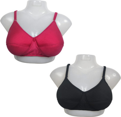 Maitri PACK OF 2 WOMEN SOLID PUSH-UP LIGHTLY PADDED BRA Women Everyday Lightly Padded Bra(Black, Maroon)