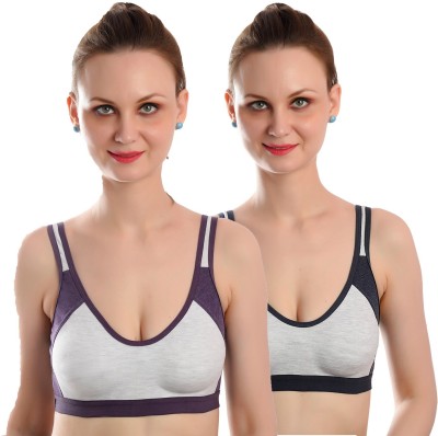 elina Ultimate Comfort Wireless Bra for Women Women Sports Non Padded Bra(Dark Blue, Purple)