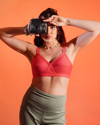 CoreFit Style Women T-Shirt Non Padded Bra(Orange)