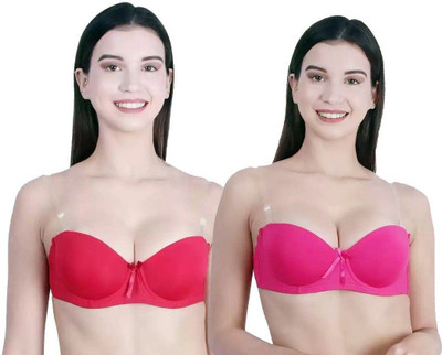 HouseOfCommon Women Balconette Lightly Padded Bra(Pink, Maroon)