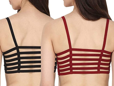 Unique Style 6 Straps Women Everyday Lightly Padded Bra(Black, Maroon)