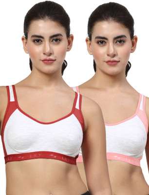 LILY Strops999 Women Sports Non Padded Bra(Maroon, Orange)