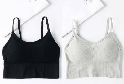 FiveFlag Women T-Shirt Lightly Padded Bra(Black, White)