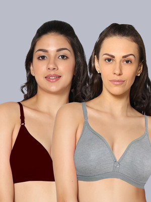 Eden EDEN02MAROONMGREY Women T-Shirt Non Padded Bra(Maroon, Grey)