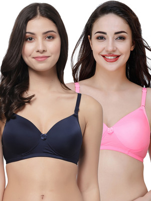 COLLEGE GIRL Hellopad ComboPO2 Women Full Coverage Lightly Padded Bra(Dark Blue, Pink)