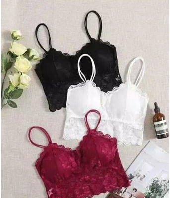 Unique Style Unique Style Women's Bralette Lightly Padded Fancy Bra Women Bralette Lightly Padded Bra(Black, White, Maroon)