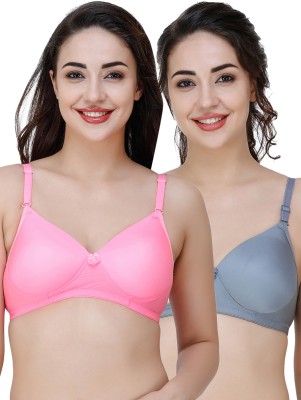 COLLEGE GIRL Hellopad ComboPO2 Women T-Shirt Lightly Padded Bra(Pink, Grey)