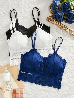 VS Beauti Sports Bras for Women Elegant Lace Wireless Yoga and Running Women Bralette Lightly Padded Bra(Multicolor)
