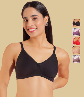 Dollar Missy Missy Pack of 5 Women's Rich Cotton Basic Support T-Shirt Women T-Shirt Non Padded Bra(Multicolor)
