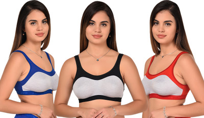 Yana Women Sports Non Padded Bra(Black, Red, Blue)