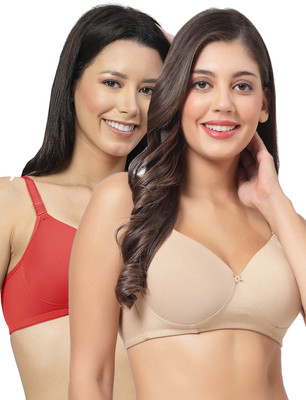 Shyam Sons FLAIR PlainMould Women T-Shirt Lightly Padded Bra(Red, Beige)
