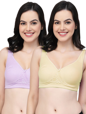COLLEGE GIRL CG1214Mino Women Minimizer Non Padded Bra(Beige, Purple)