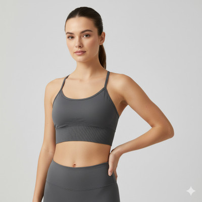 Silver Luna luxury come perium bra, stylish longline, sports bra strap soft stretch fabric Women Sports Lightly Padded Bra(Grey)