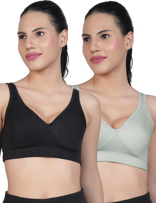Shyam Sons FLAIR Curvv Women Sports Non Padded Bra(Black, Light Green)