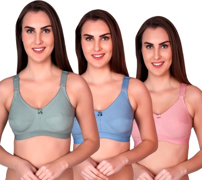 CURVZEX ZAMBIA Women Minimizer Non Padded Bra(Pink, Dark Green, Dark Blue)