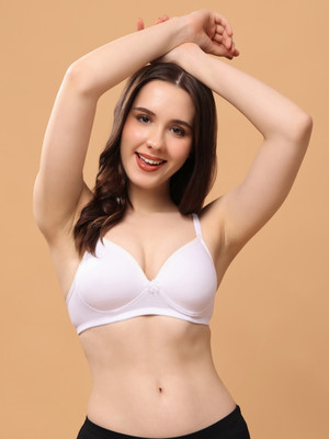 Floret Convertible Straps T-Shirt Bra Lightly Padded & Medium Coverage Women Bralette Lightly Padded Bra(White)