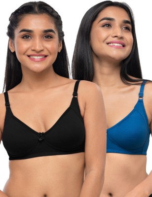 Lovable Contours Women T-Shirt Non Padded Bra(Black, Blue)