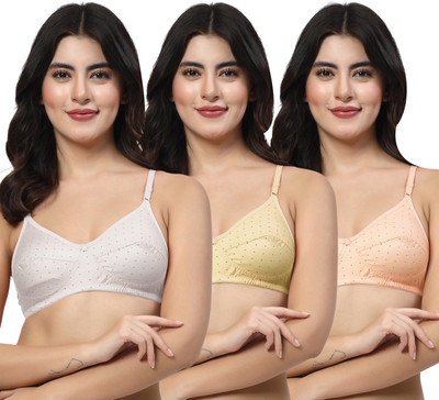 LILY egatniv Women Everyday Non Padded Bra(White, Beige, Orange)